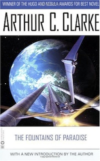 Illustration for article titled In Arthur Clarke's Fountains of Paradise, man makes tidy work of the heavens